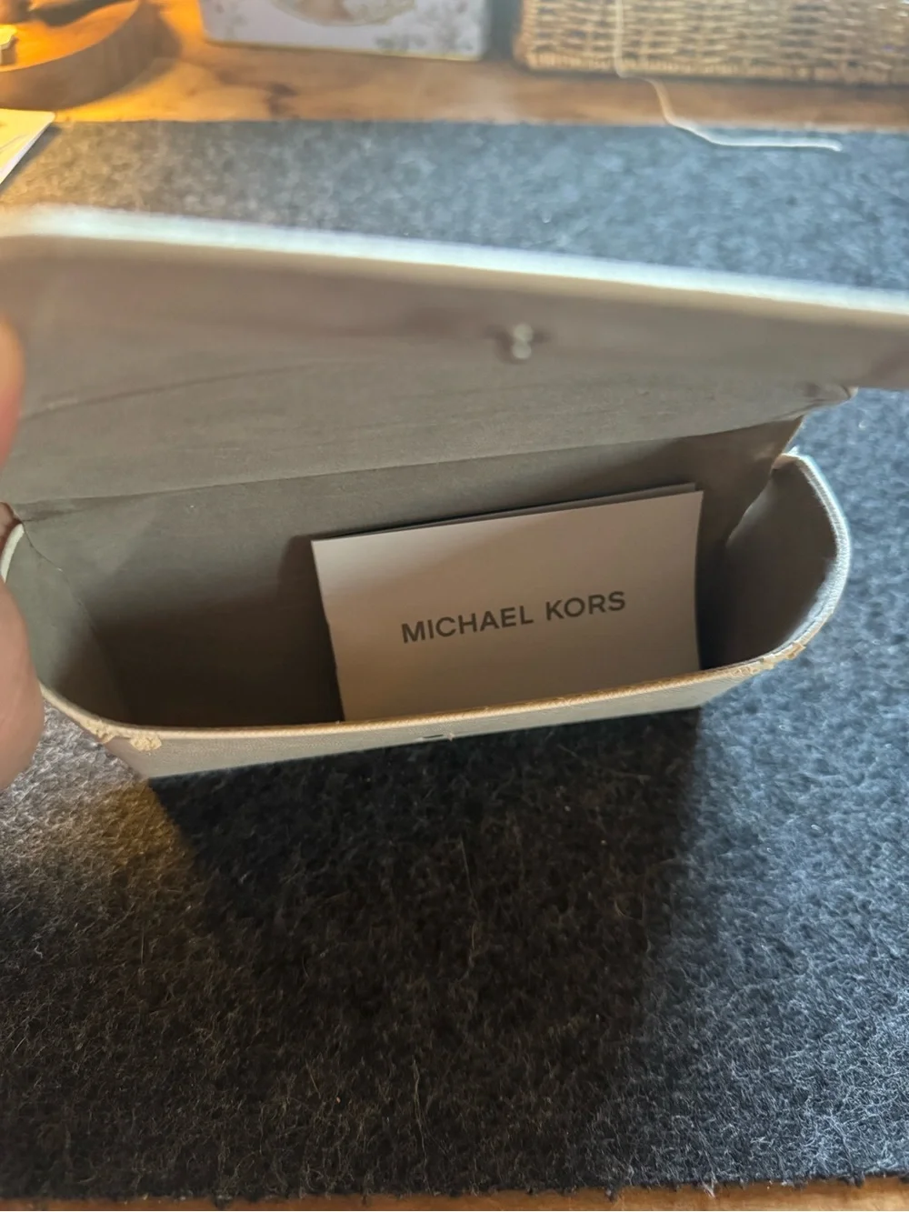 Michael Kors Cream Textured Eyewear Case